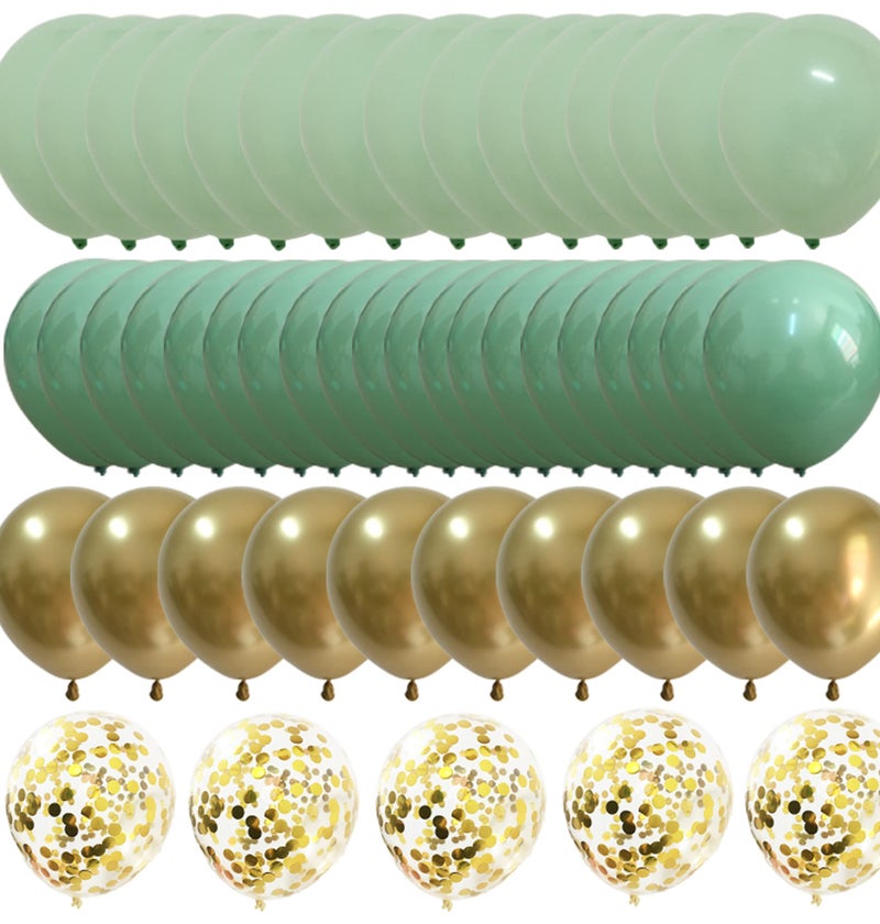 yuqinBB Matte Sage Green Gold Balloons Light Mint Olive Green Balloons for Wedding Neutral Baby Shower Birthday Party Supplies 60 packs Sage green gold - Image 2