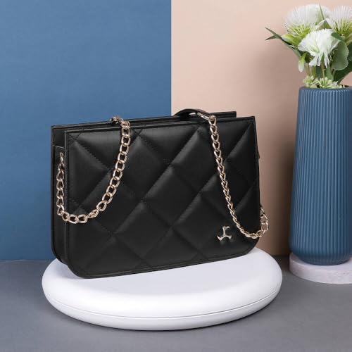 Mochi Women's Black Fashionable Faux Leather Sling Bag (66-363) - Image 2