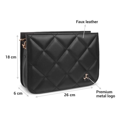 Mochi Women's Black Fashionable Faux Leather Sling Bag (66-363) - Image 3