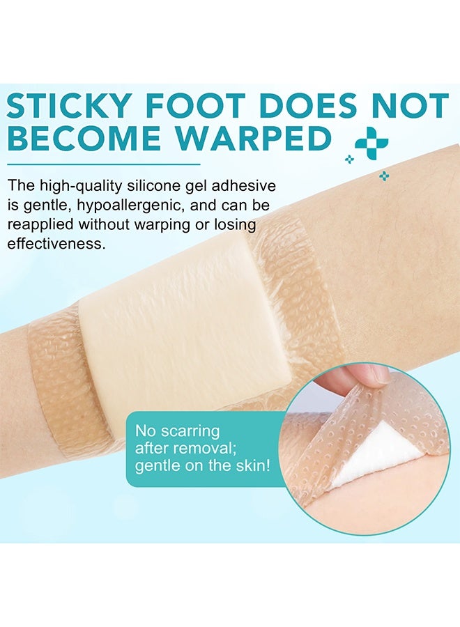 سيفودون 5 قطع ضمادات رغوة سيليكونية مع حواف، حواف لاصقة 10×10 سم، ضمادات رغوية قابلة للتنفس ولطيفة على البشرة، لاصقات عناية ذاتية للأماكن الجرحية - Image 2