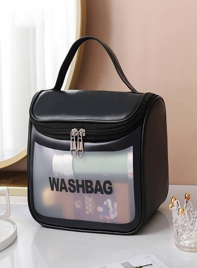 NOBLEUX Travel Toiletry Bag for Women and Men, Matte Translucent Toiletry Bag with Handy Handle, Makeup Cosmetic Organizer Bag for Travel Toiletries Accessories (Black-XL) - Image 2