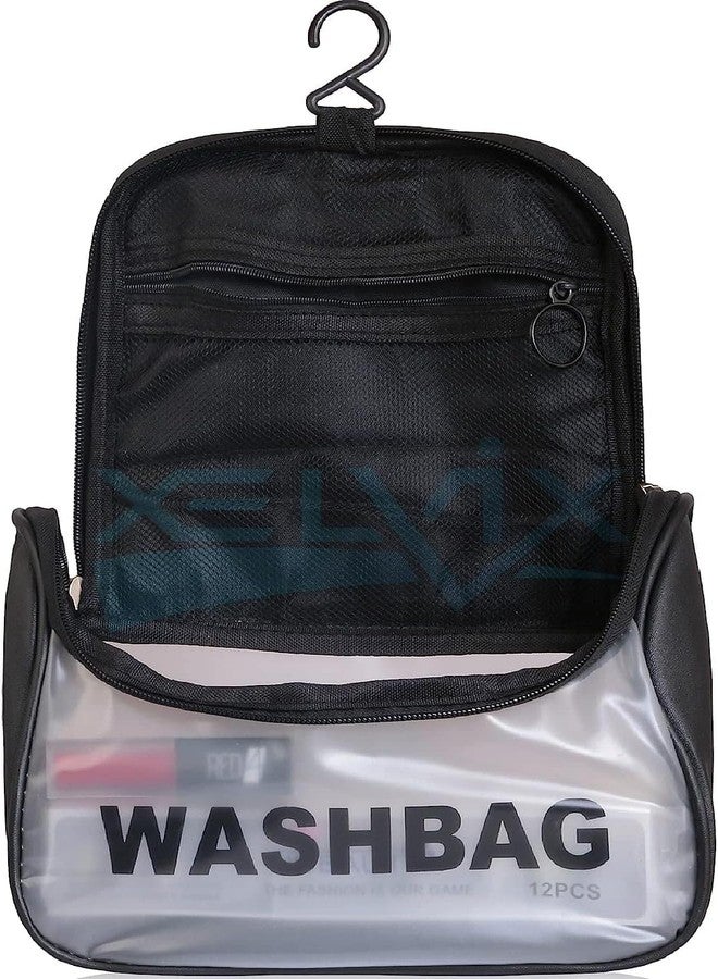 NOBLEUX Travel Toiletry Bag for Women and Men, Matte Translucent Toiletry Bag with Handy Handle, Makeup Cosmetic Organizer Bag for Travel Toiletries Accessories (Black-XL) - Image 4