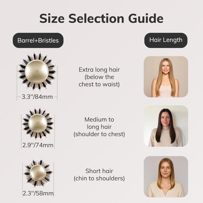 Sndyi Round Brush for Blow Drying, Nano Thermal Ceramic & Ionic Tech Hair Brush with Boar Bristles, Professional Round Barrel Brush for Styling, Curling & Straightening by (2.9 Inch, Barrel 1.7 Inch) - Image 5