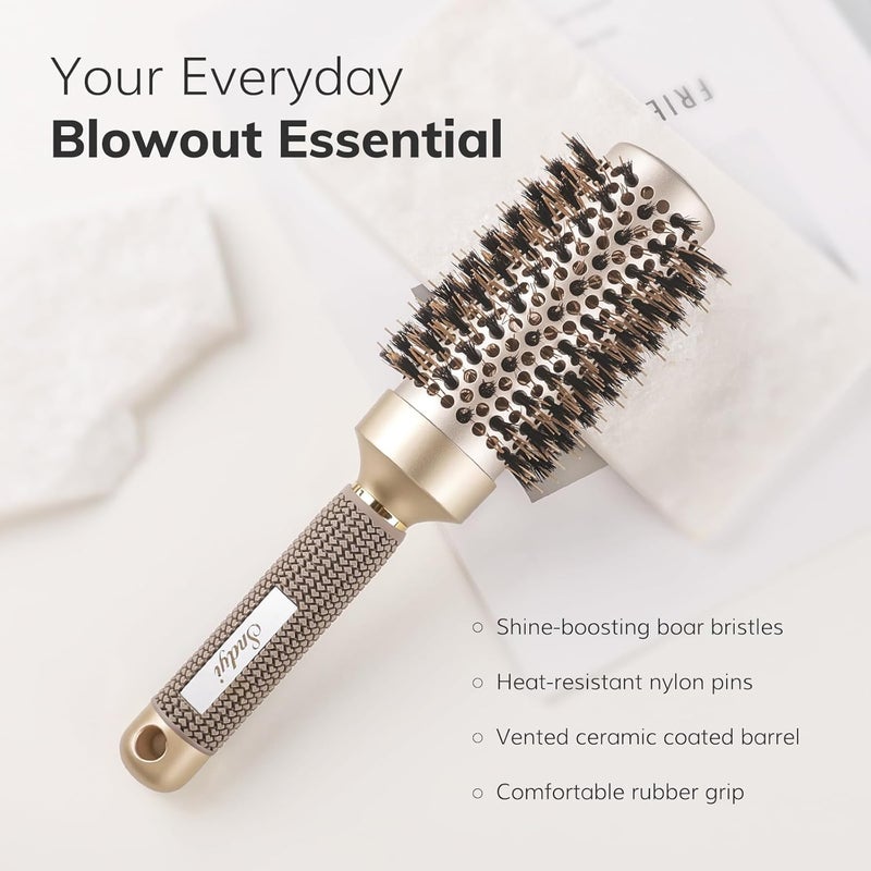 Sndyi Round Brush for Blow Drying, Nano Thermal Ceramic & Ionic Tech Hair Brush with Boar Bristles, Professional Round Barrel Brush for Styling, Curling & Straightening by (2.9 Inch, Barrel 1.7 Inch) - Image 2