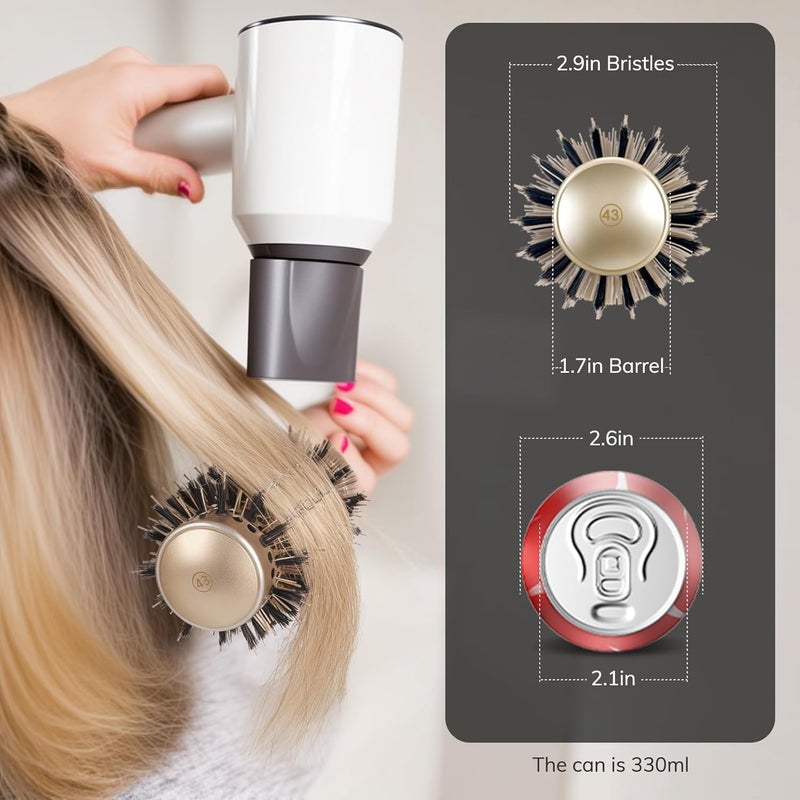 Sndyi Round Brush for Blow Drying, Nano Thermal Ceramic & Ionic Tech Hair Brush with Boar Bristles, Professional Round Barrel Brush for Styling, Curling & Straightening by (2.9 Inch, Barrel 1.7 Inch) - Image 3