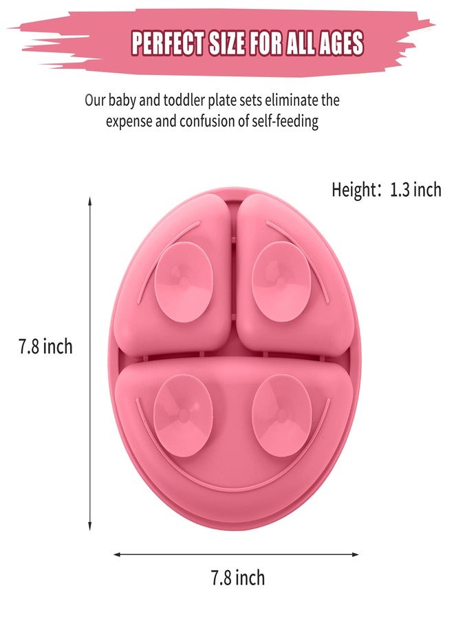 TONY STARK Baby Suction Plates for Baby Feeding with 4 Strong Suction Cups, Silicone Toddler Plates with Deep Divided for Kids to Feed Themselves, Dish Washer & Micro-Wave Oven Safe (Pink) - Image 5