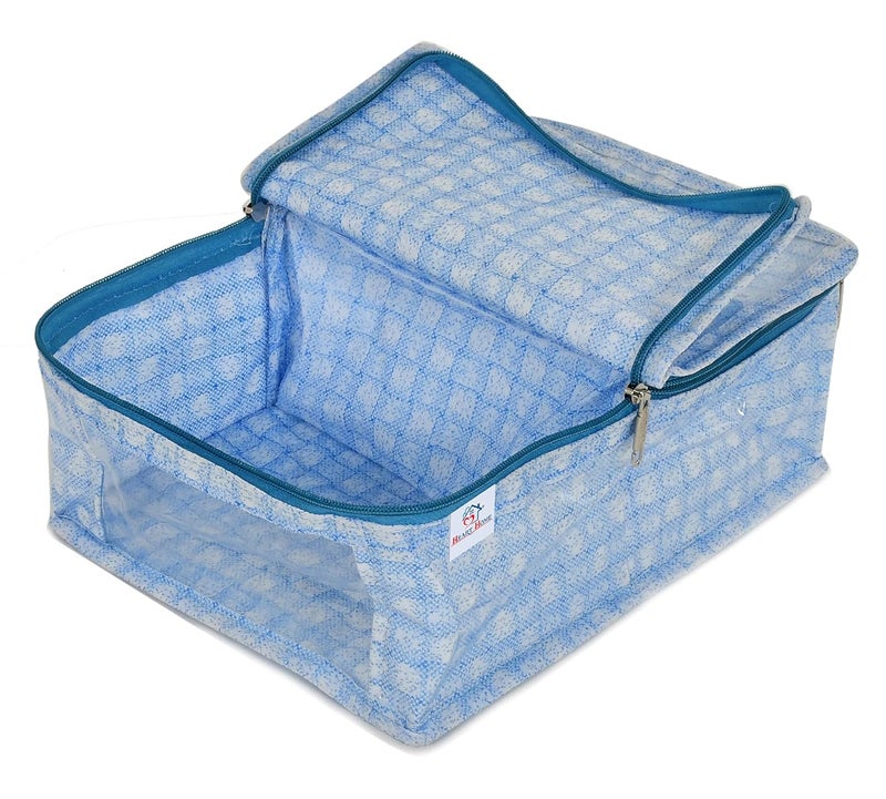 Kuber Industries Heart Home Check Design Laminated PVC Undergarments Organizer Bag With 2 Compartments & Tranasparent Window- Pack of 2 (Blue)-HS_38_HEARTH21268 - Image 3