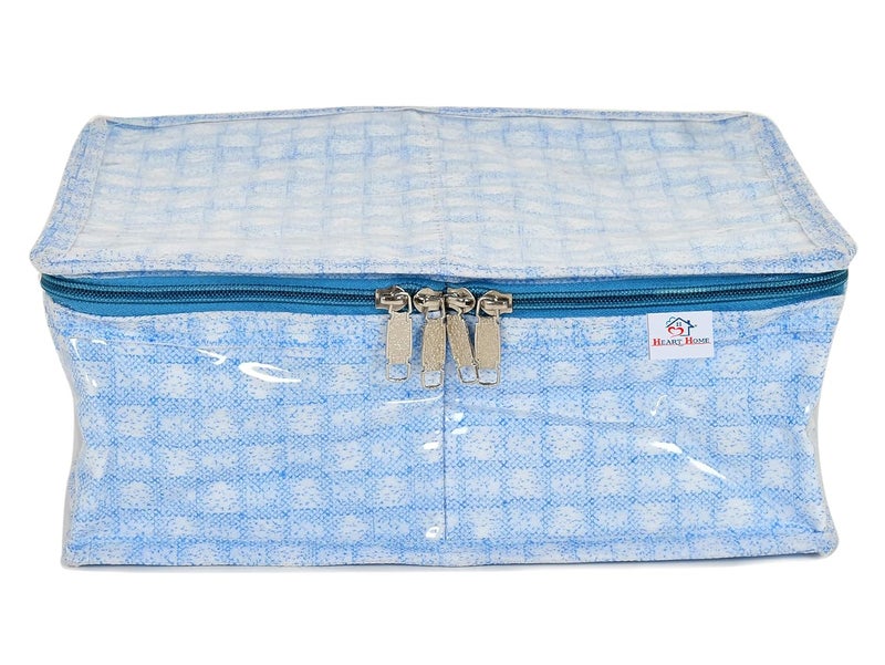 Kuber Industries Heart Home Check Design Laminated PVC Undergarments Organizer Bag With 2 Compartments & Tranasparent Window- Pack of 2 (Blue)-HS_38_HEARTH21268 - Image 2