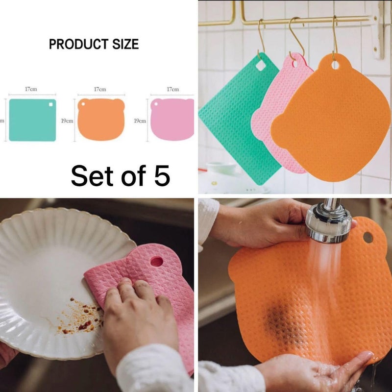 HOKISTY HOKISTY Silicone Trivets Mat for Dish Hot Pads for Counter Top,Pan and Pot Heat Resistant Hot Protector,Wood Pulp Reusable Kitchen Rags Towel (Set of 5) - Image 2