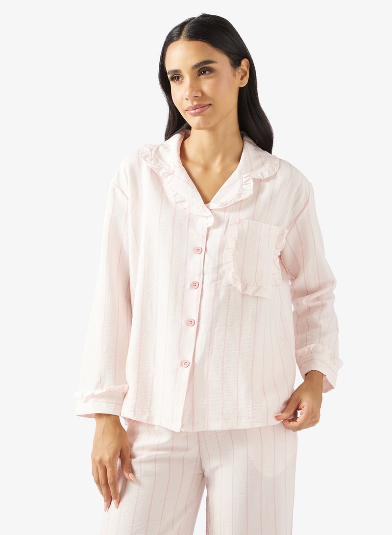 Ginger Stripe Button Up Shirt & Pyjama Set - Image 3