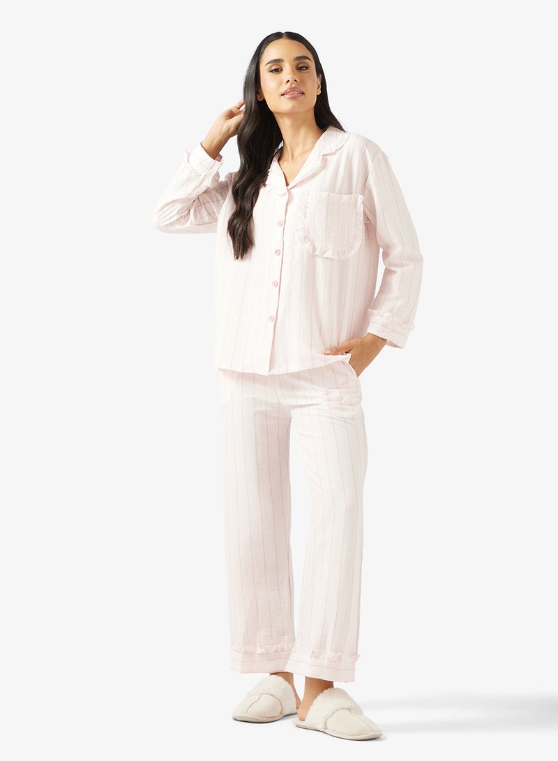 Ginger Stripe Button Up Shirt & Pyjama Set - Image 5