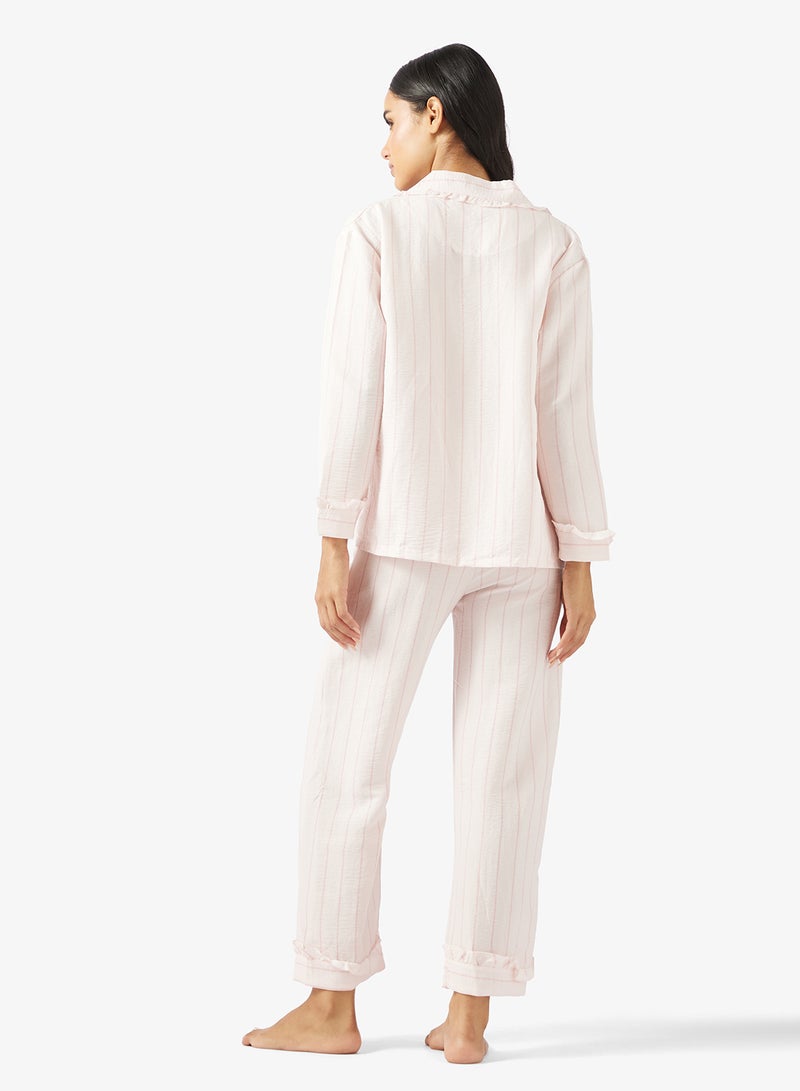 Ginger Stripe Button Up Shirt & Pyjama Set - Image 2