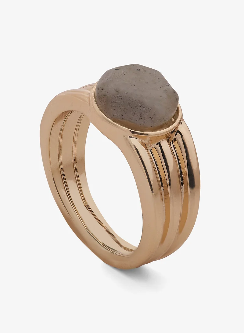 Ella Limited Edition Chunky Jewel Embellished Gold Detail Ring