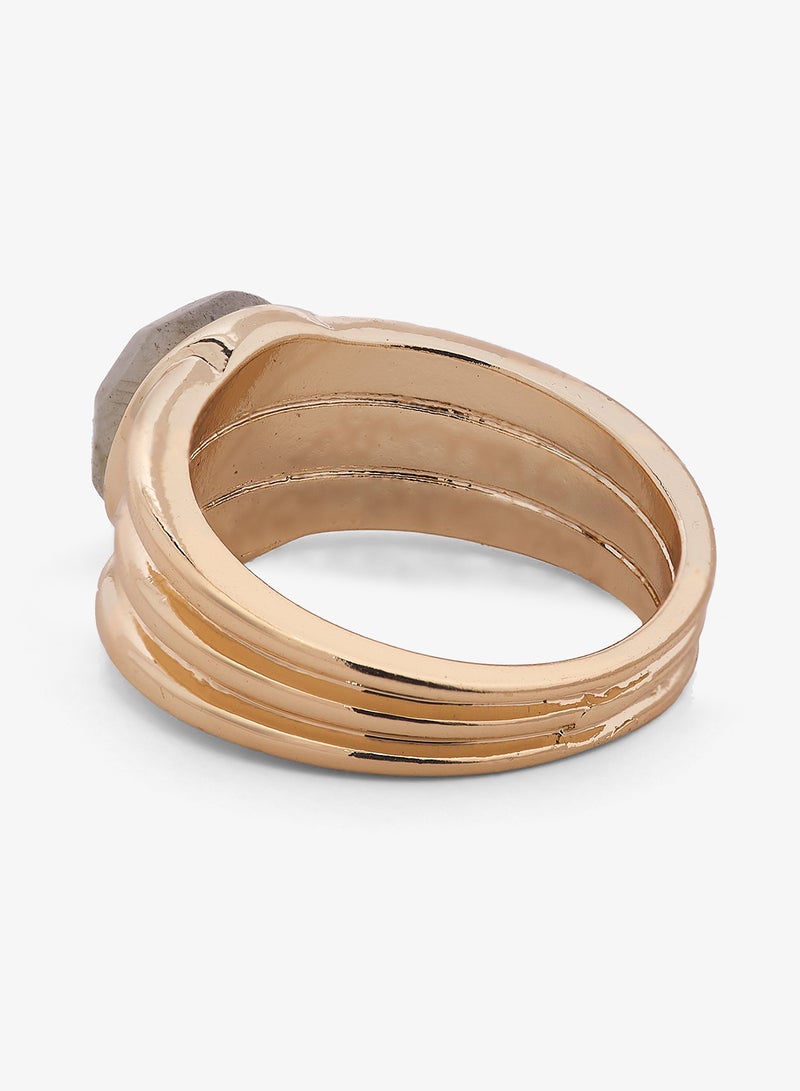 Ella Limited Edition Chunky Jewel Embellished Gold Detail Ring - Image 3