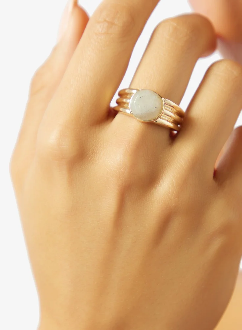 Chunky Jewel Embellished Gold Detail Ring