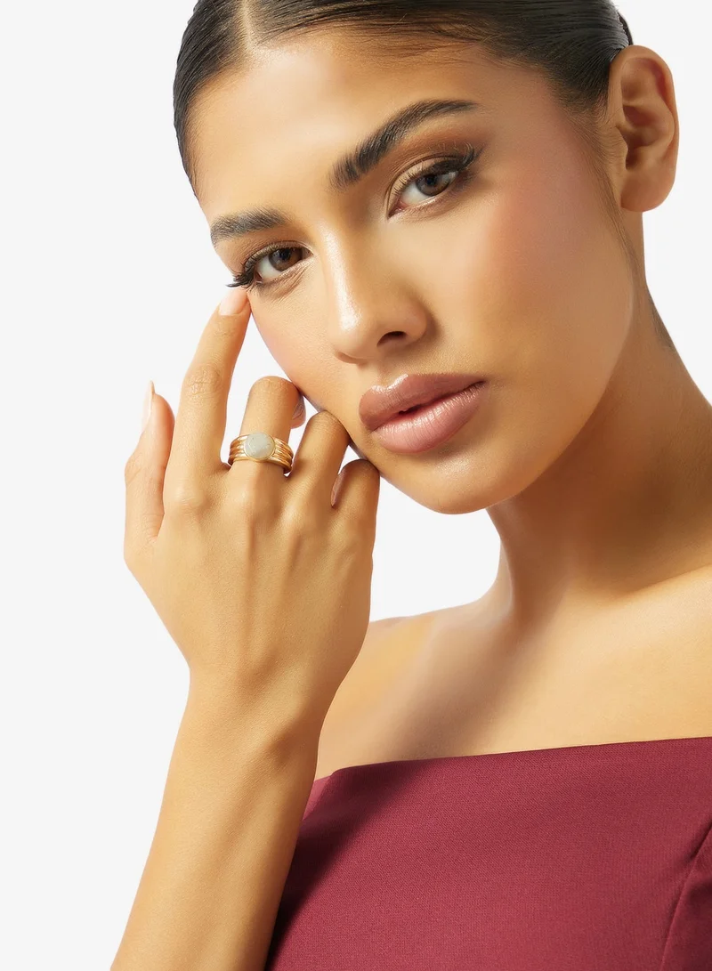 Ella Limited Edition GOLD Chunky Jewel Embellished Gold Detail Ring for Women | Best Price UAE