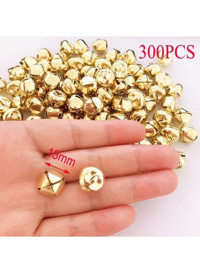 لاكي مي أجراس جلجل 300 قطعة 1/2 بوصة أجراس حرفية DIY أجراس حرفية لتزيين المنزل في إكليل العطلات (ذهبي) - Image 2