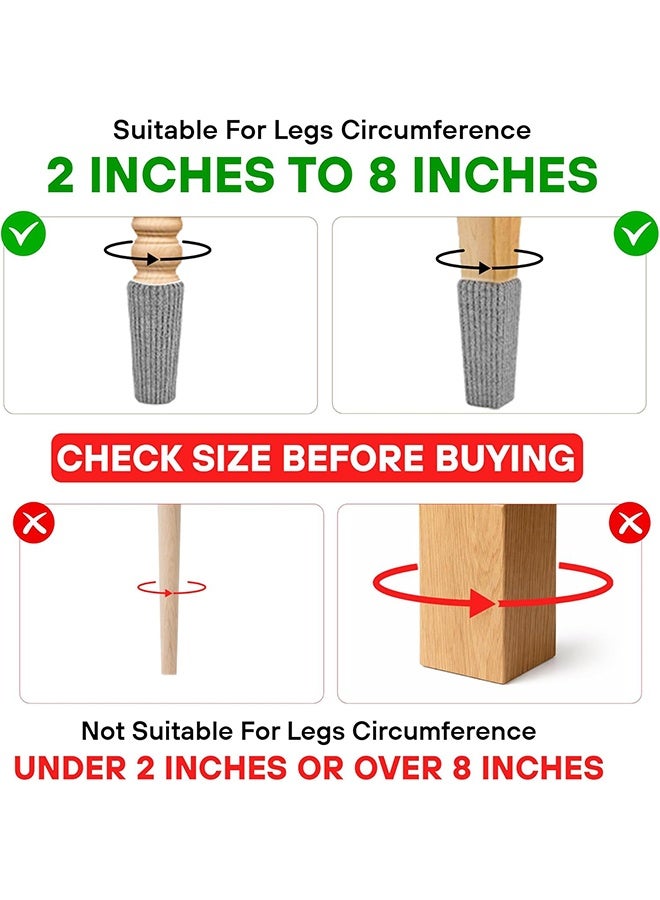 16pcs Furniture Leg Protectors , Protectors Knitted Chair Leg Cover Moving Easily and Reduce Noise Wood Floor Protectors（Light Gray） - Image 2
