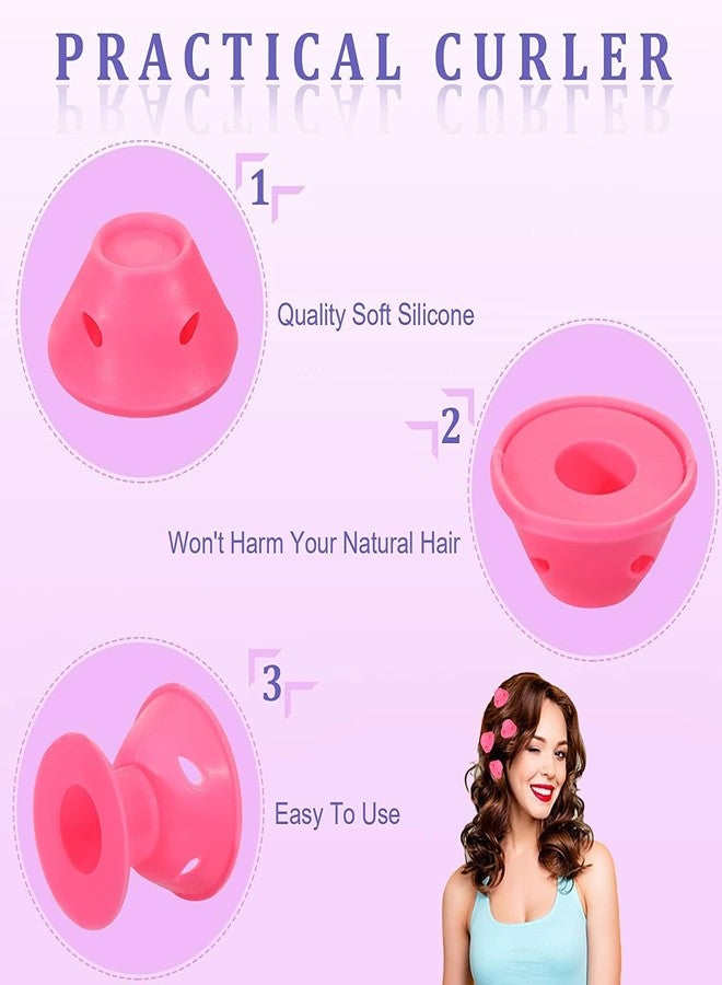 ZTOCOZ 10 Pcs Pink Magic Silicone Hair Rollers Heatless Curling Rod Headband Include 5pcs Large Overnight Hair Curlers & 5pcs Small Curlers for Women Girls Long and Short Hair(Hair Rollers) - Image 4