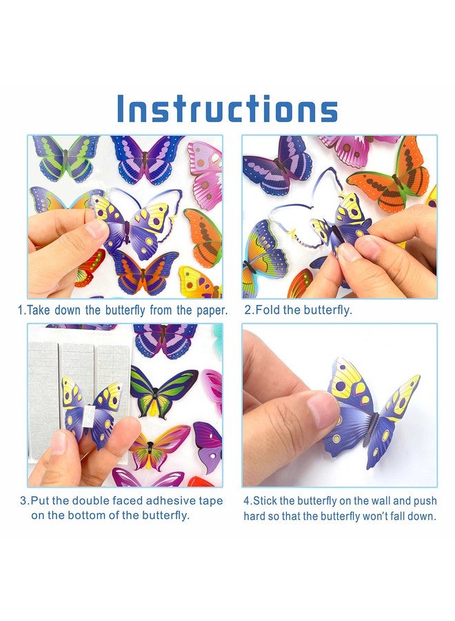 PARLAIM 104Pcs Butterfly Wall Decals For Wall-3D Butterflies Wall Stickers Butterfly Decoration Butterflies Decoration Removable Mural Decals Home Decoration For Kids Nursery Bedroom Living Room Decor - Image 3