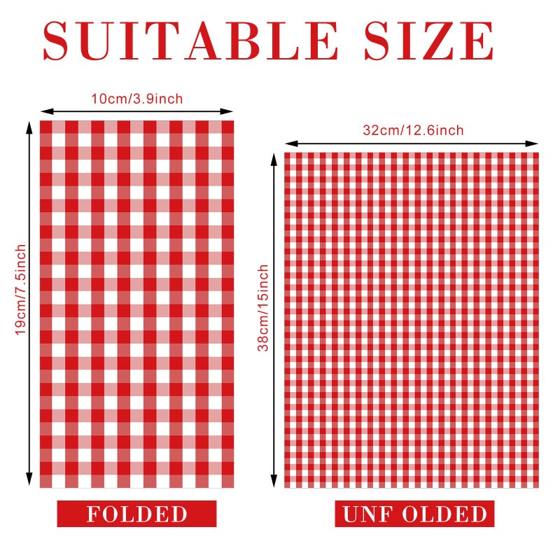Epakh 120 Pieces Gingham Paper Napkins Bulk Red Buffalo Plaid Napkins Checkered Disposable Guest Towels Set Picnic Theme Paper Hand Towels for Home Dinner Christmas Birthday Wedding Party Supply  3 Ply - Image 2