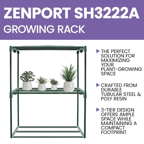 Zenport SH3222A 3-Tier Greenhouse Plant Growing Rack, Black - Image 4
