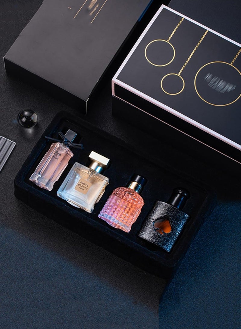 طقم هدايا عطر للنساء، 4 قطع طقم عطر هدايا العطلات لها، عطر زهور منعش طويل الأمد، طقم عطر للسيدات للمواعدة، عيد الميلاد، هدية لصديقة، أو دو بارفان للنساء - Image 1