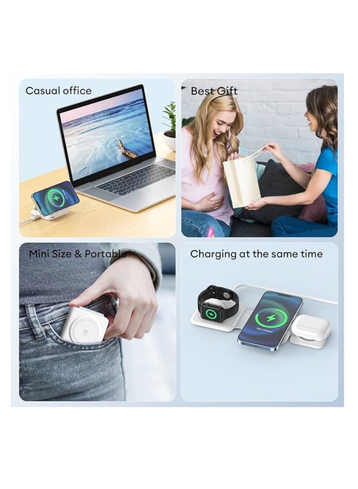 Arabest 3 in-1 Wireless Charging Pad Magnetic Foldable Charger Station Fast Travel Charger for Multiple Devices Adapt with Phone, iWatch Series, AirPods 3/2 - Image 5