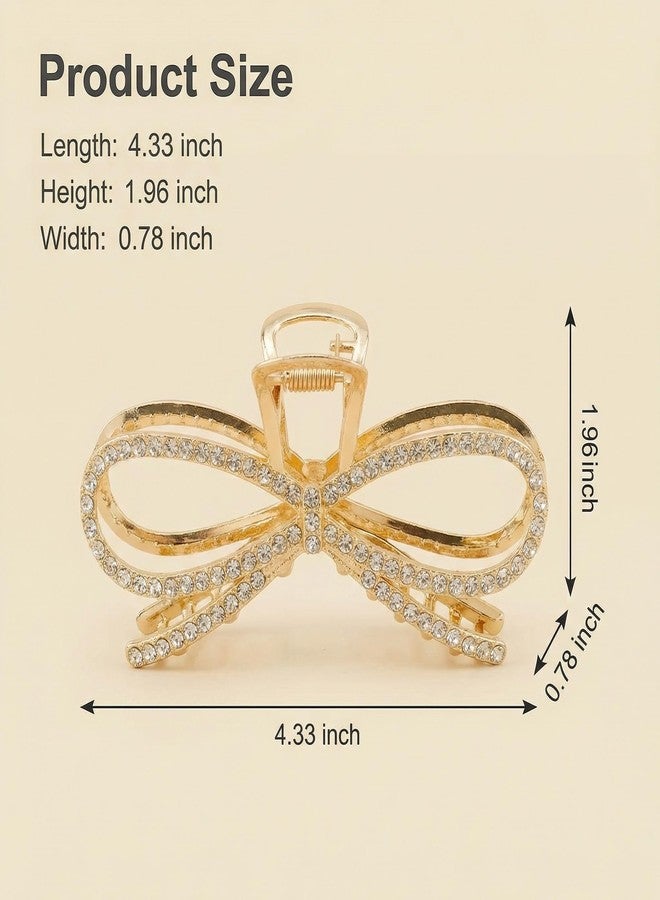 KGCGJVB 2Pcs Bow Claw Clips Gold Metal Hair Clip for Women Cute Stylish Rhinestone Decorative Accessory Piece for Party Styling - Image 2
