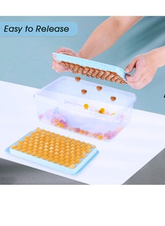 104x4 Pieces Ice Cube Trays With Lid And Ice Box Mini Ice Cube Tray Sky Blue For Chilled Drinks Coffee Juice