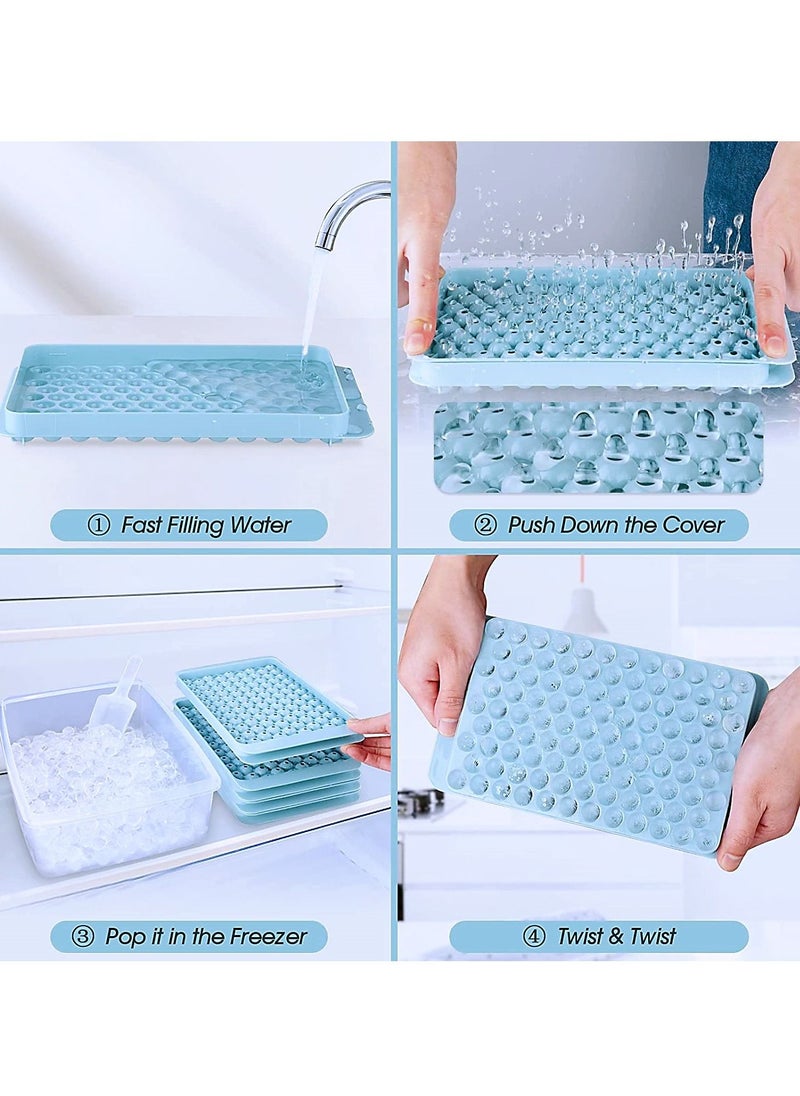 Kaykya - 104x4 Pieces Ice Cube Trays With Lid And Ice Box Mini Ice Cube Tray Sky Blue For Chilled Drinks Coffee Juice - Image 1