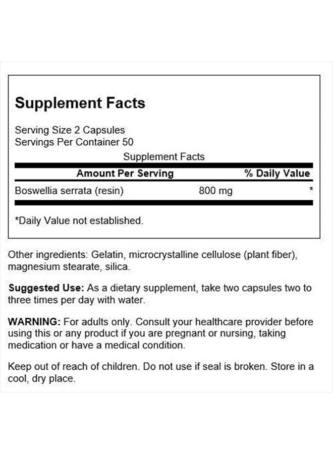 SWANSON Boswellia Joint Flexibility Movement Support Ayurvedic Herb (boswellia serrata Resin) 400 mg per Capsule 800 mg per Serving 100 Count - Image 2