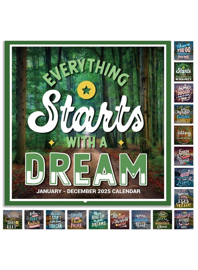 BooQool 2025 Wall Calendar - 12 Months Motivational Calendar 2025, Jan - Dec 2025, 2025 Wall Calendar 12" X 24" (Open), Thick Glossy Paper, Hanging Holes, Large Blocks, Perfect Organizer - Motivational - Image 1