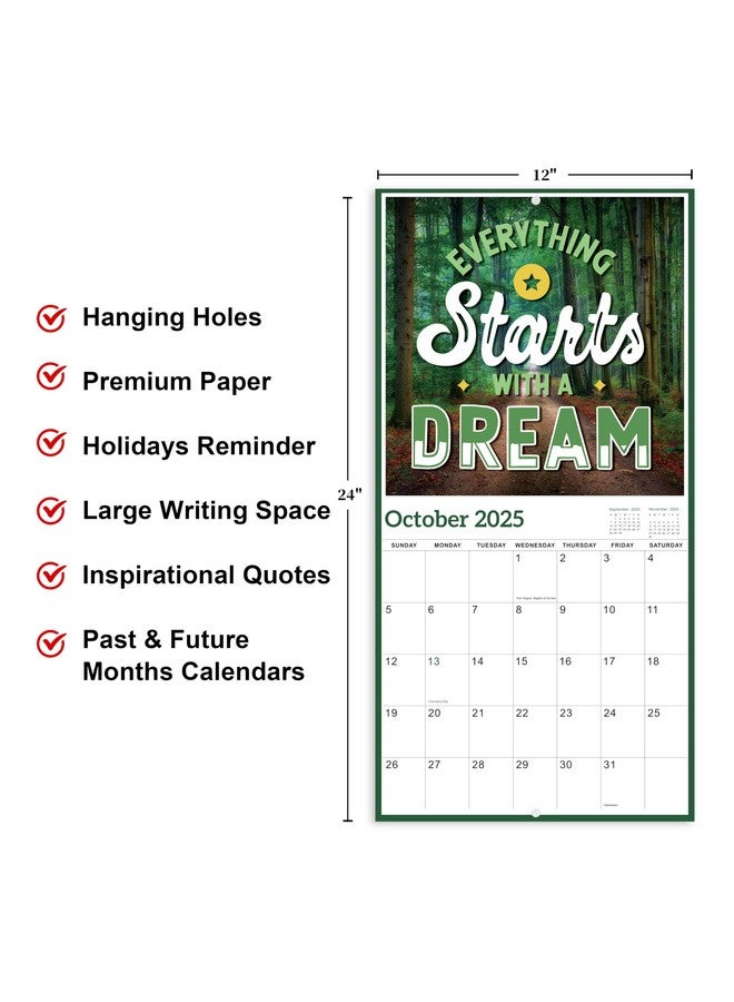 BooQool 2025 Wall Calendar - 12 Months Motivational Calendar 2025, Jan - Dec 2025, 2025 Wall Calendar 12" X 24" (Open), Thick Glossy Paper, Hanging Holes, Large Blocks, Perfect Organizer - Motivational - Image 3