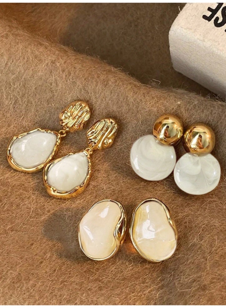 Shein 3-Pair Elegant Earrings Set – High-End Versatile Jewelry for Daily Wear, Party & Wedding - Image 1