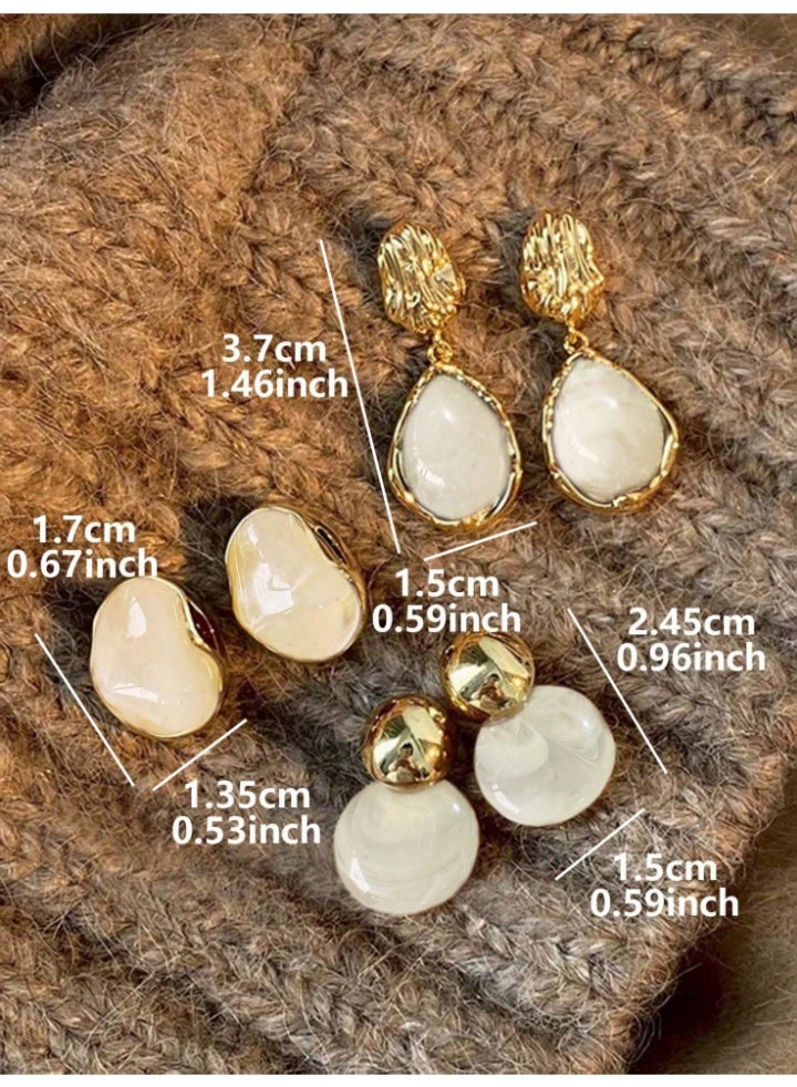 Shein 3-Pair Elegant Earrings Set – High-End Versatile Jewelry for Daily Wear, Party & Wedding - Image 3