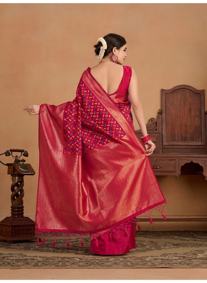 MIMOSA MIMOSA Women's Woven Design Kanjivaram Style Art Silk Saree With Blouse Piece : Ssa0000908Rn - Pink - Image 5