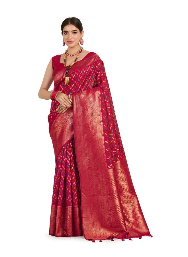 MIMOSA MIMOSA Women's Woven Design Kanjivaram Style Art Silk Saree With Blouse Piece : Ssa0000908Rn - Pink - Image 1