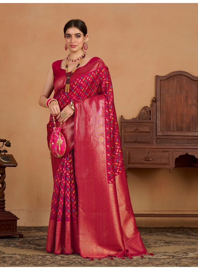 MIMOSA MIMOSA Women's Woven Design Kanjivaram Style Art Silk Saree With Blouse Piece : Ssa0000908Rn - Pink - Image 3