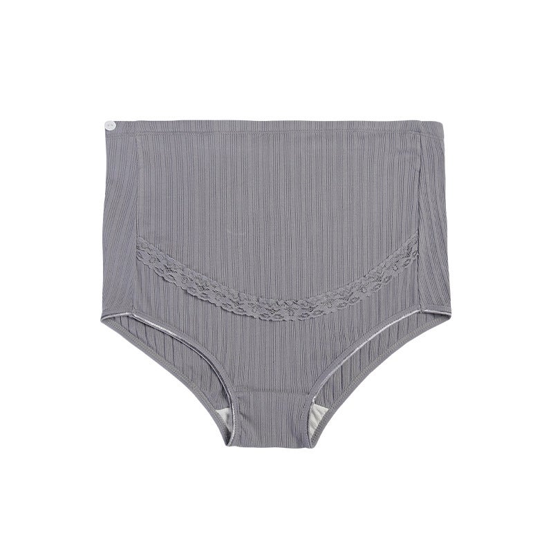Breathable High-Waist Maternity Underwear Adjustable Lace Cotton Black  - Image 3