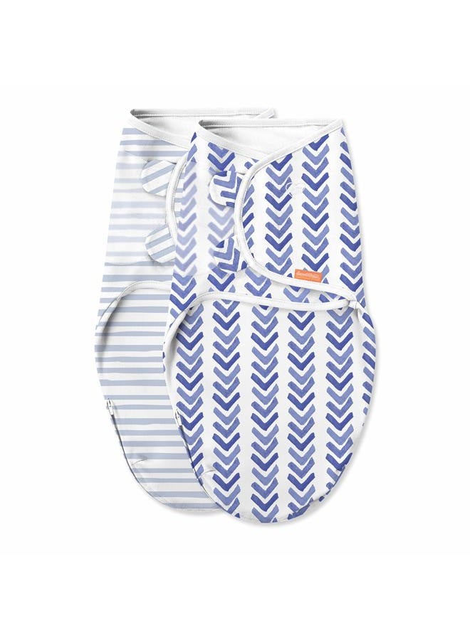 SwaddleMe Luxe Easy Change Swaddle – Size Small/Medium, 0-3 Months, 2-Pack (Water Color Indigo) - Image 1