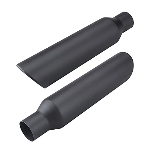 LCGP 2.5 Inch Inlet Exhaust Tip, 2.5" Inlet x 4" Outlet x 18" Overall Length Weld On Universal Stainless Steel Black Diesel Exhaust Tailpipe 2 Pcs - Image 1