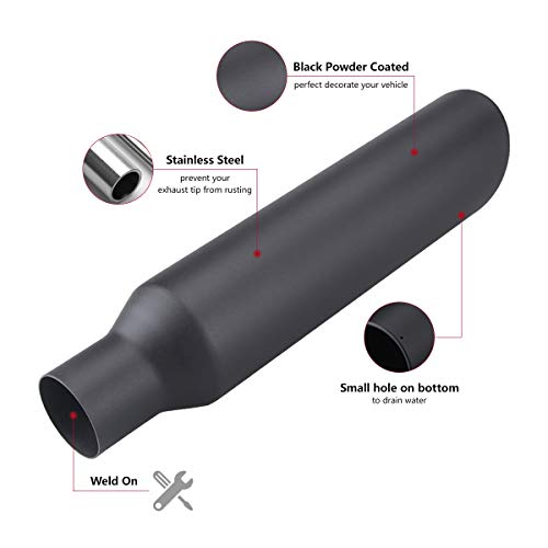LCGP 2.5 Inch Inlet Exhaust Tip, 2.5" Inlet x 4" Outlet x 18" Overall Length Weld On Universal Stainless Steel Black Diesel Exhaust Tailpipe 2 Pcs - Image 3