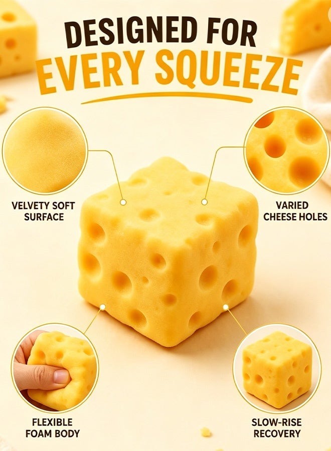 Cheese Squishy Toy Extra Large Size 10cm Cheese Squeeze Toy Slow Rebound Shapeable Cheese Squishies Stress Relief Fidget Toys Venting Ball Realistic Squeeze Adults Kids Friends for Holiday & Birthday Gifts - Image 2