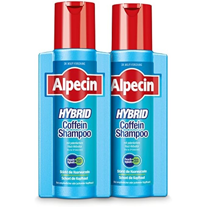 Alpecin HYBRID CAFFEINE SHAMPOO - 2 X 250 ML - HAIR SHAMPOO FOR MEN FOR DRY, ITCHY SCALP AND DANDRUFF - AGAINST HEREDITARY HAIR LOSS | HAIR CARE FOR MEN MADE IN GERMANY - Image 1