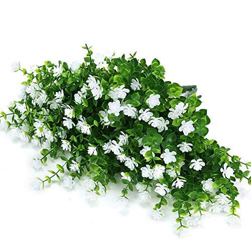ArtBloom 6 Bundles Outdoor Artificial Flowers UV Resistant Fake Boxwood Plants, Faux Plastic Greenery for Indoor Outside Hanging Plants Garden Porch Window Box Home Wedding Farmhouse Decor (White) - Image 4