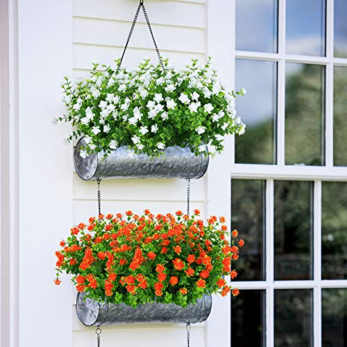 ArtBloom 6 Bundles Outdoor Artificial Flowers UV Resistant Fake Boxwood Plants, Faux Plastic Greenery for Indoor Outside Hanging Plants Garden Porch Window Box Home Wedding Farmhouse Decor (White) - Image 2