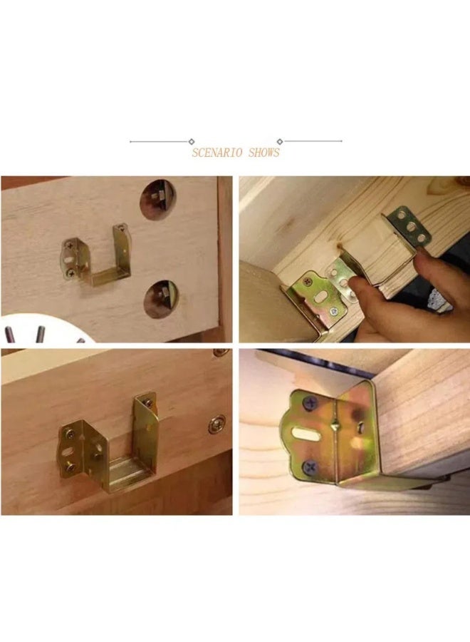 4PCS Bed Rail Fittings, Bed Hinge, 1.6 Inch Bed Frame Hardware, Bed Rail Brackets for Connecting to Wood, Headboards and Foot-Boards Included Screws - Image 4