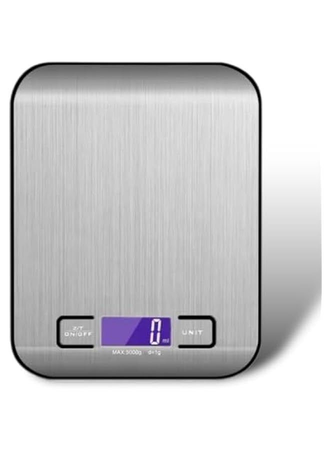 Beauenty Digital Scales 【5kg x 1g】 food diet postal kitchen scale measuring weight slim LCD display bahousehold scale stainless steel / 2 AAA Batteries included - Image 1