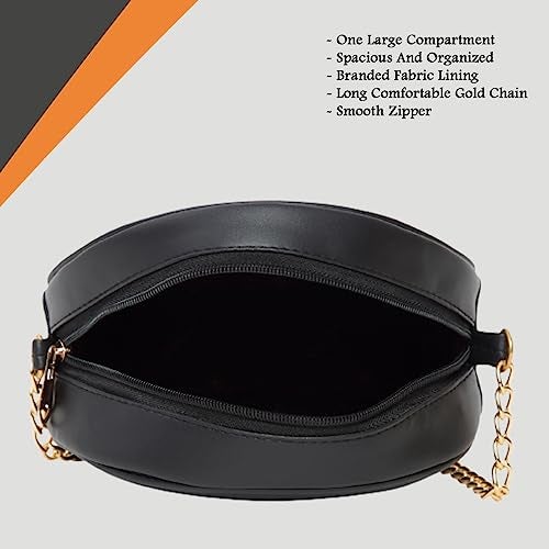 ADISA women girls round embroided sling bag (Black) - Image 5